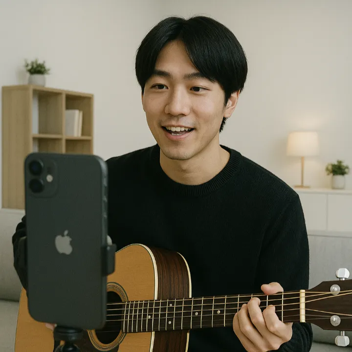 ライブ配信をする男性
